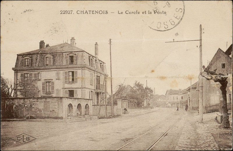 Carte postale ancienne Carte postale, Châtenois, Le Cercle et la Poste