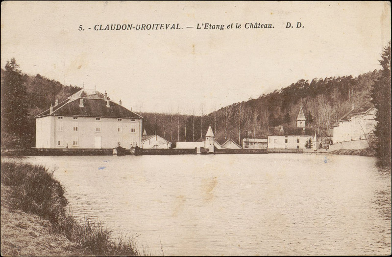 Carte postale ancienne Carte postale, Claudon-Droiteval, L'Etang et le Château
