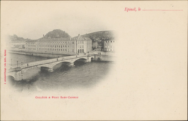 Carte postale ancienne Carte postale, Collège et Pont Sadi-Carnot