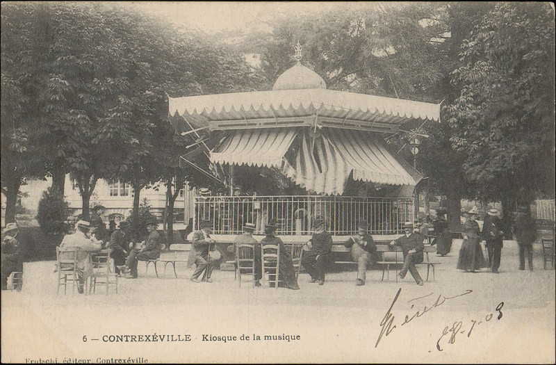Carte postale ancienne Carte postale, Contrexéville, Kiosque de la musique
