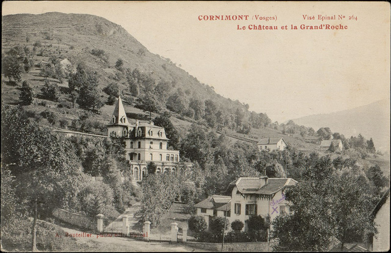 Carte postale ancienne Carte postale, Cornimont (Vosges), Le Château et la Grand'Roche