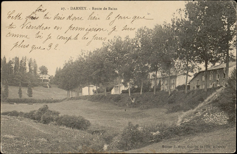 Carte postale ancienne Carte postale, Darney, Route de Bains