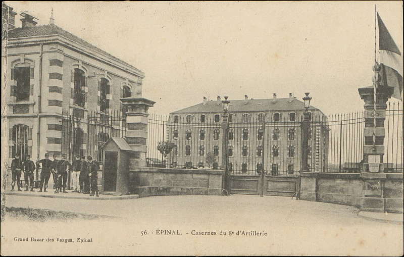 Carte postale ancienne Carte postale, Epinal, Casernes du 8e d'Artillerie