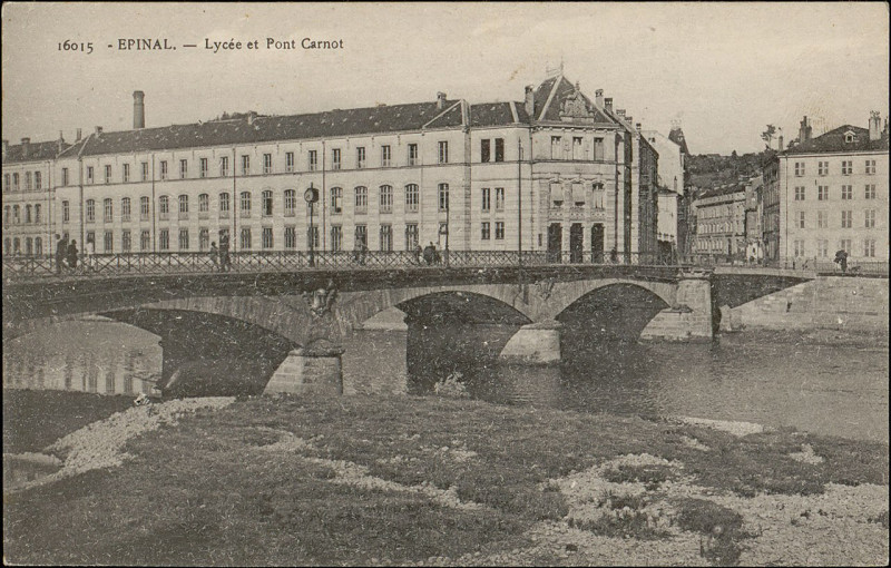 Carte postale ancienne Carte postale, Epinal, Lycée et Pont Carnot