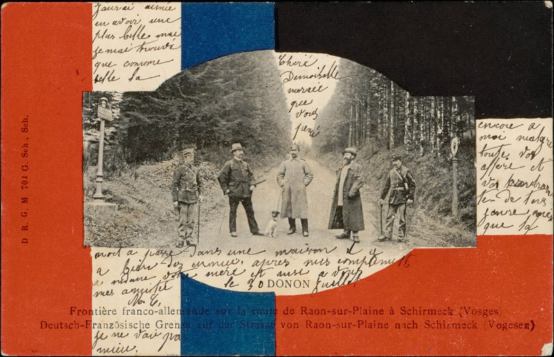 Carte postale ancienne Carte postale, Frontière franco-allemande sur la route de Raon-sur-Plaine à Schmirmeck (Vosges)