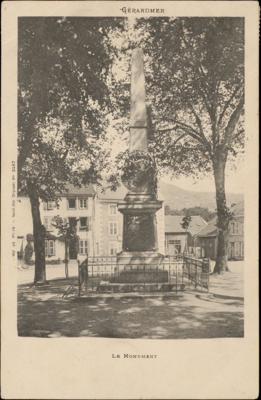 Carte postale ancienne Carte postale, Gérardmer, Le Monument