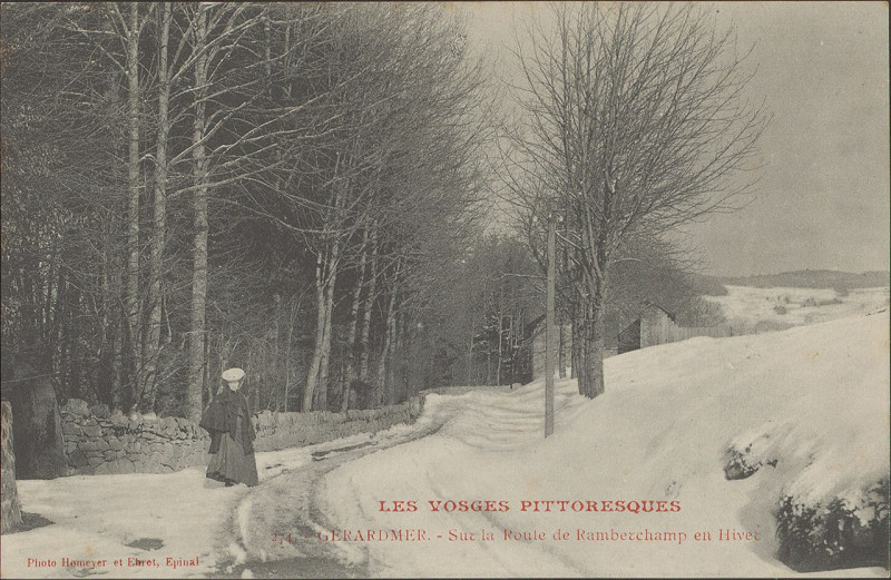 Carte postale ancienne Carte postale, Gérardmer, Sur la route de Ramberchamp en hiver