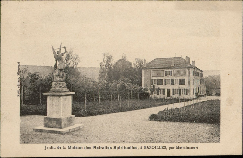 Carte postale ancienne Carte postale, Jardin de la maison des Retraites spirituelles, à Bazoilles par Mattaincourt