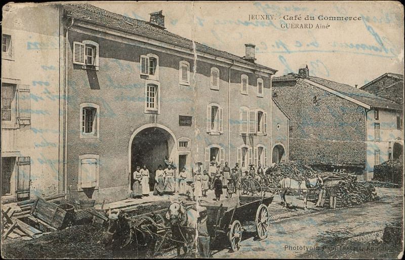 Carte postale ancienne Carte postale, Jeuxey, Café du Commerce