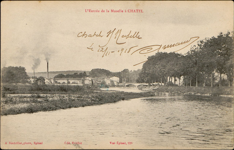 Carte postale ancienne Carte postale, L'Entrée de la Moselle à Châtel