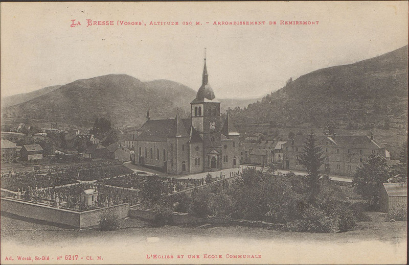 Carte postale ancienne Carte postale, L'Eglise et une Ecole communale 2