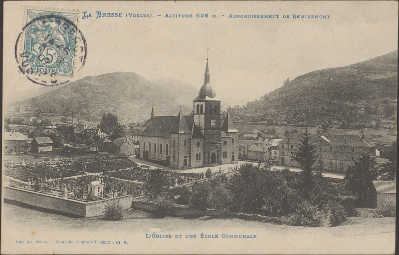 Carte postale ancienne Carte postale, L'Eglise et une Ecole communale