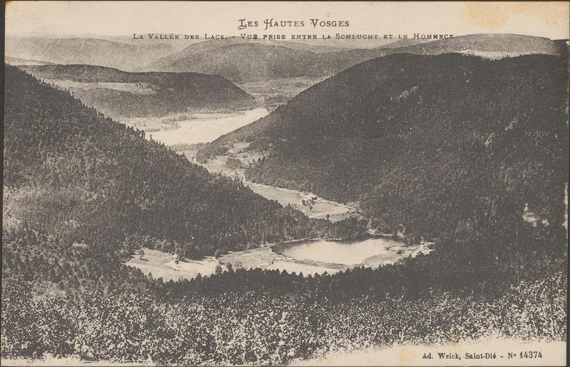 Carte postale ancienne Carte postale, La Vallée des lacs, Vue prise entre la Sclucht et le Hohneck