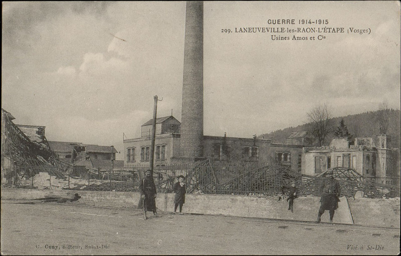 Carte postale ancienne Carte postale, Laneuveville-les-Raon-L'Etape (Vosges), Usine Amos et Cie
