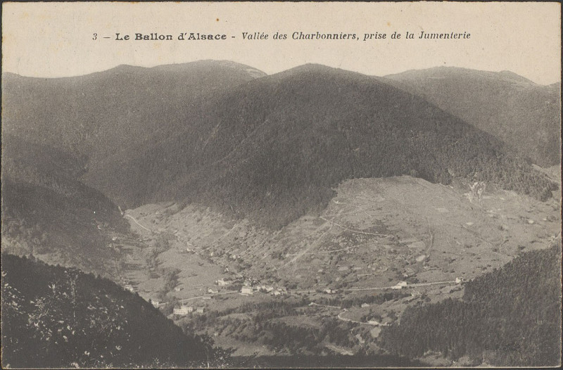 Carte postale ancienne Carte postale, Le Ballon d'Alsace, Vallée des Charbonniers, prise de la Jumenterie