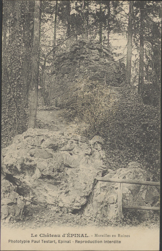 Carte postale ancienne Carte postale, Le Château d'Epinal, Muraille en ruines