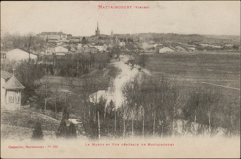 Carte postale ancienne Carte postale, Mattaincourt (Vosges), Le Madon et Vue générale de Mattaincourt