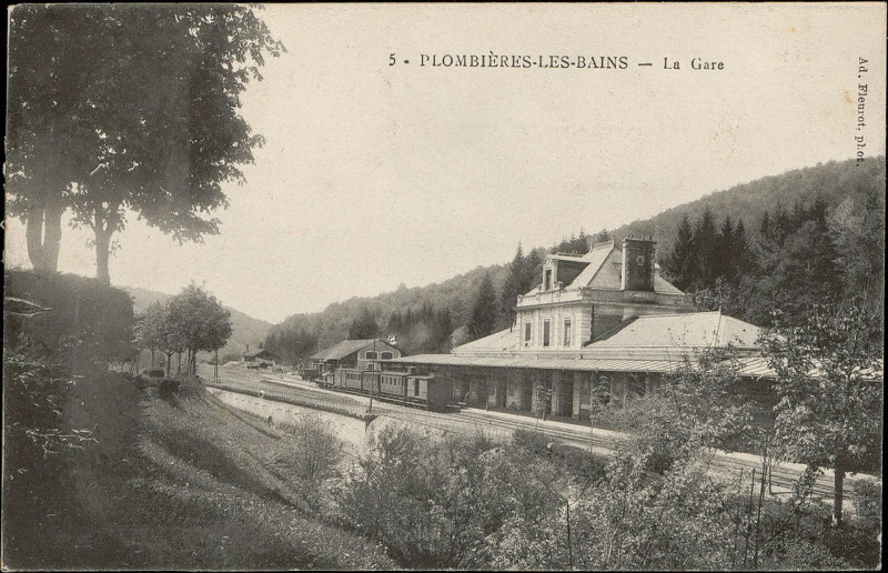 Carte postale ancienne Carte postale, Plombières-les-Bains, La Gare