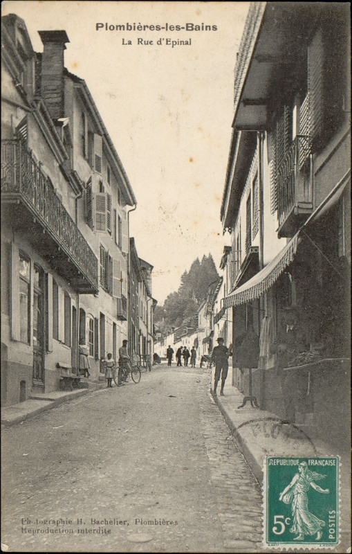 Carte postale ancienne Carte postale, Plombières-les-Bains, La Rue d'Epinal