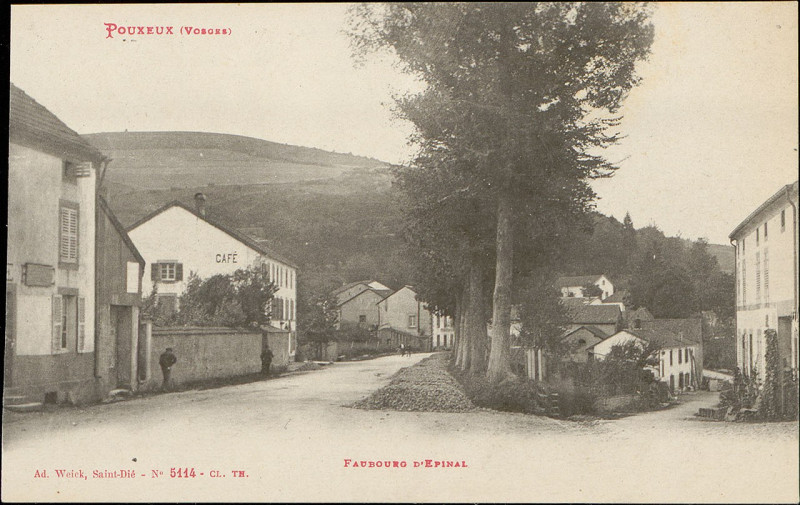 Carte postale ancienne Carte postale, Pouxeux (Vosges), Faubourg d'Epinal
