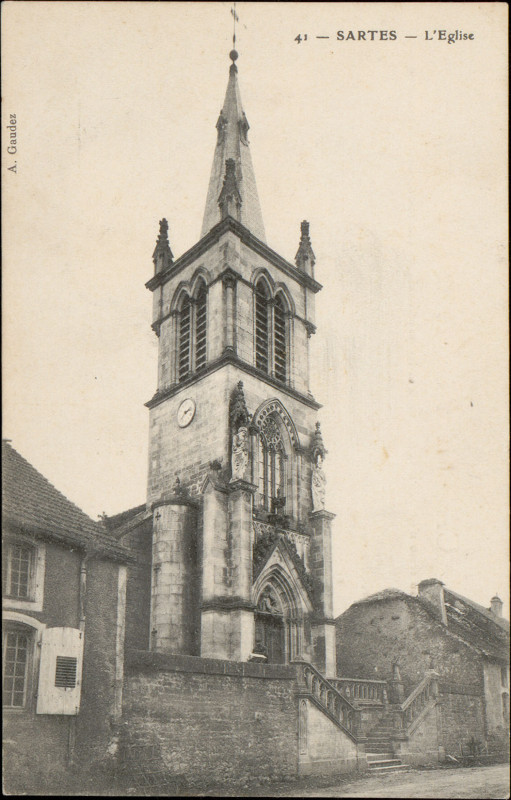 Carte postale ancienne Carte postale, Sartes, L'Eglise