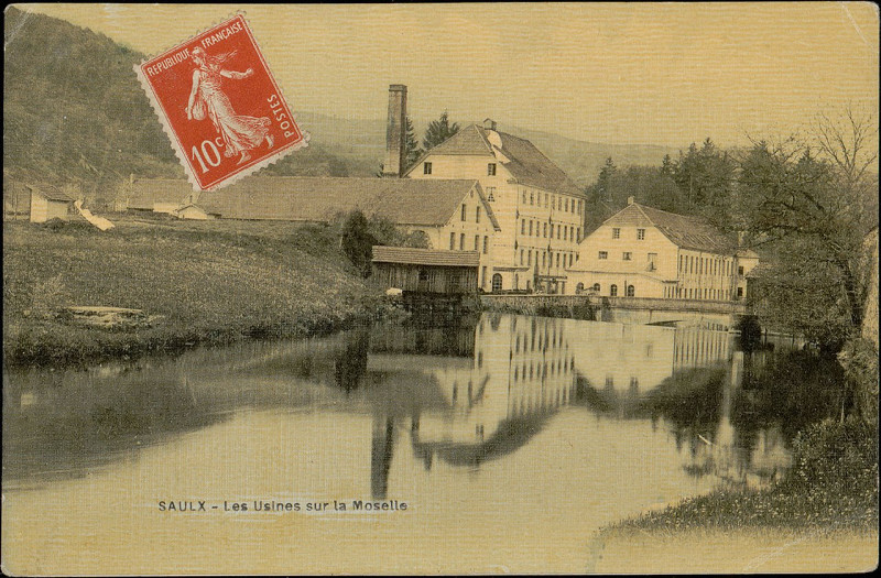 Carte postale ancienne Carte postale, Saulx, Les Usines sur la Moselle