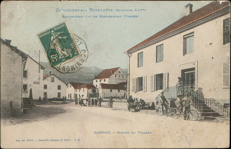 Carte postale ancienne Carte postale, Saulxures-sur-Moselotte (Altitude 416 m.) Arrondissement de Remiremont (Vosges), Bamont, Centre du Village