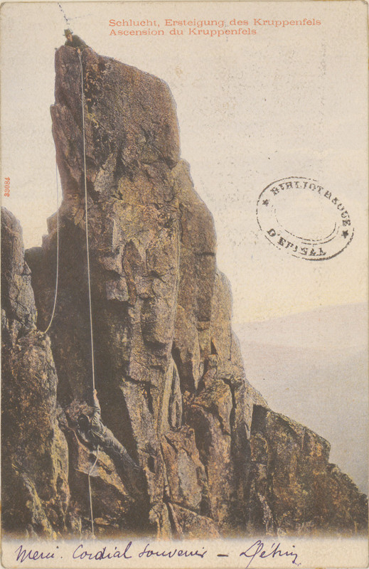 Carte postale ancienne Carte postale, Schlucht, Ersteigung des Kruppenfels, Ascension des Kruppenfels