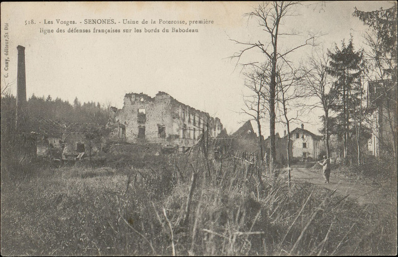Carte postale ancienne Carte postale, Senones, Usine de la Poterosse, première ligne des défenses françaises sur les bords du Babodeau