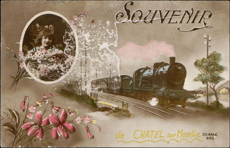 Carte postale ancienne Carte postale, Souvenir de Châtel-sur-Moselle