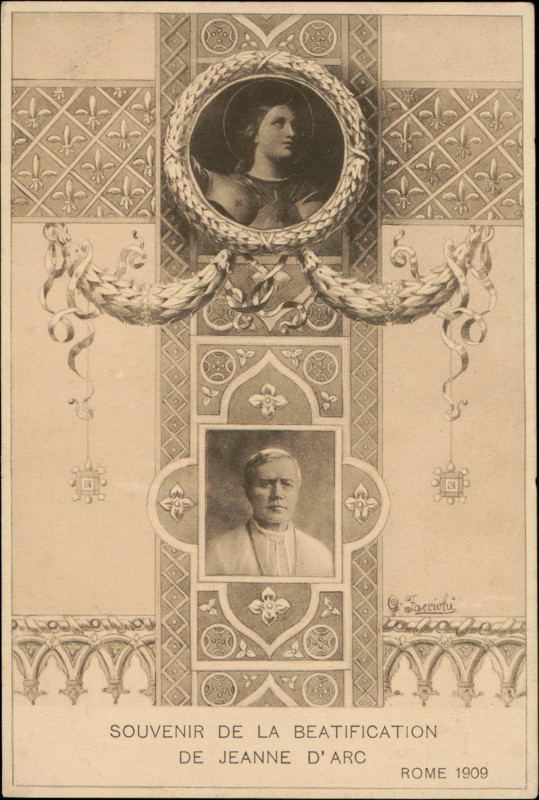 Carte postale ancienne Carte postale, Souvenir de la béatification de Jeanne d'Arc, Rome 1909