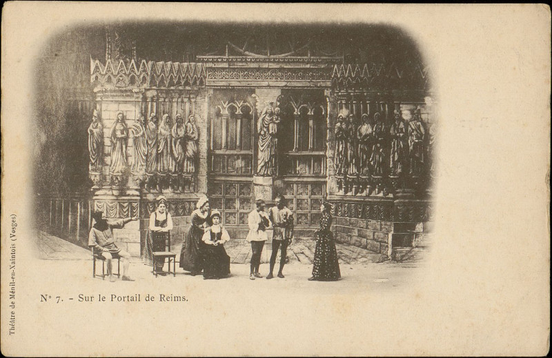 Carte postale ancienne Carte postale, Sur le Portail de Reims