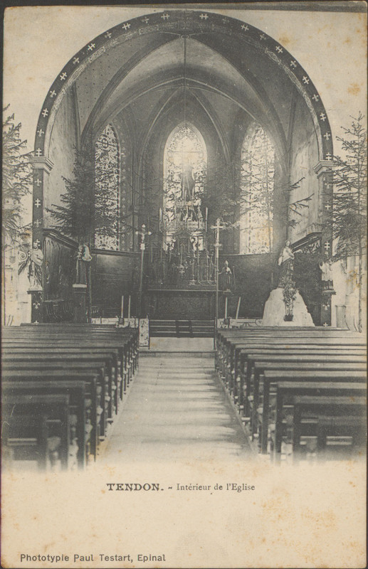 Carte postale ancienne Carte postale, Tendon, Intérieur de l'Eglise