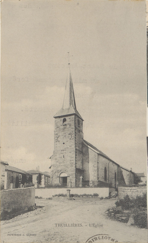 Carte postale ancienne Carte postale, Thuillières, L'Eglise