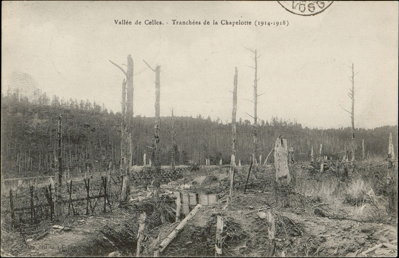 Carte postale ancienne Carte postale, Vallée de Celles, Tranchées de la Chapelotte (1914-1918)