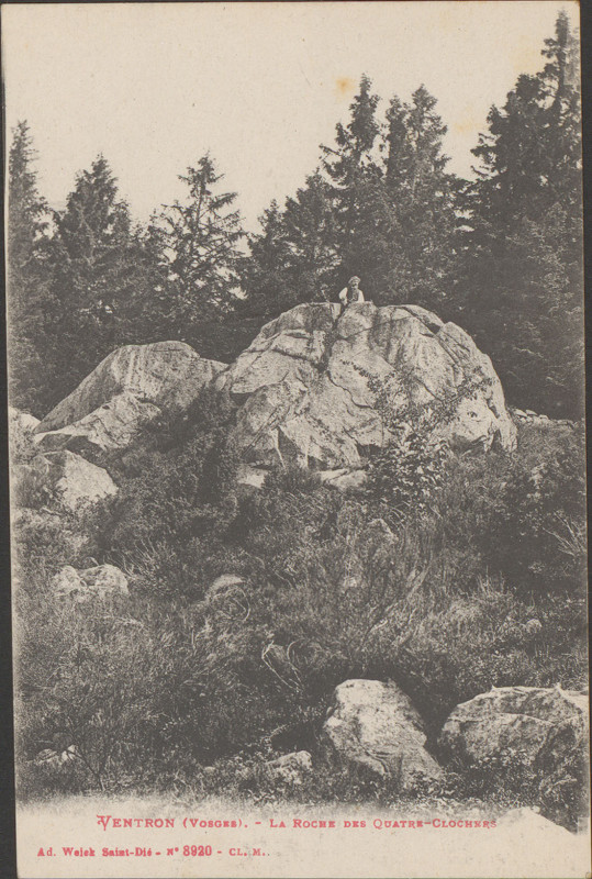 Carte postale ancienne Carte postale, Ventron (Vosges), La Roche des Quatre-Clochers