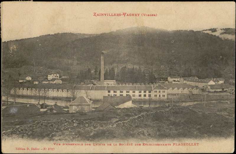 Carte postale ancienne Carte postale, Zainvillers-Vagney (Vosges), Vue d'ensemble des Usines de la Société des Etablissement Flageollet