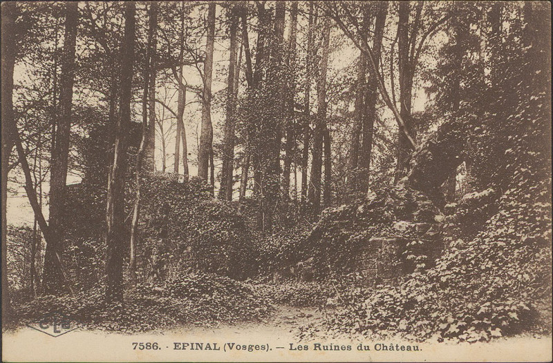 Carte postale ancienne Carte postale, Epinal (Vosges), Les Ruines du Château 3