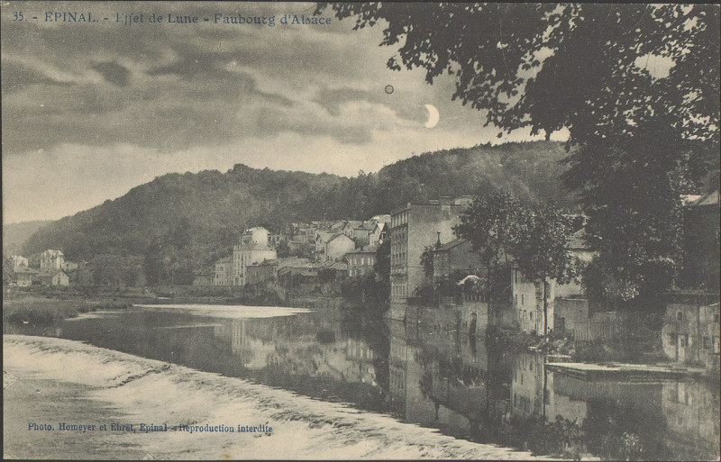 Carte postale ancienne Carte postale, Epinal, Effet de lune, Faubourg d'Alsace