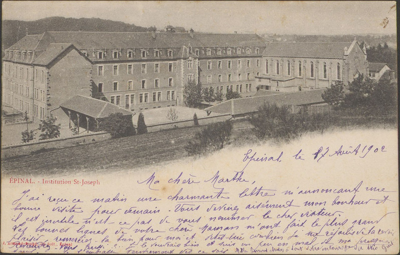 Carte postale ancienne Carte postale, Epinal, Institution St-Joseph