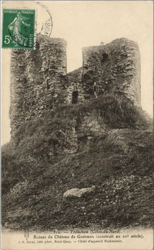 Carte postale ancienne Tremeven Ruines du Chateau de Goetmen