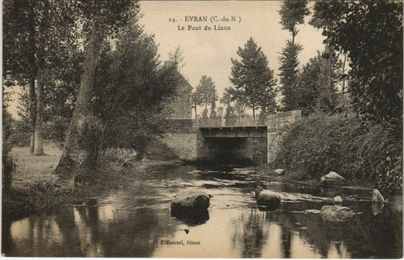 Carte postale ancienne Evran Le Pont du Linon