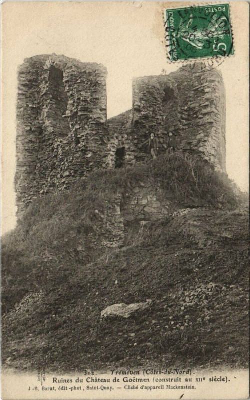 Carte postale ancienne Tremeven Ruines du Chateau de Goetmen
