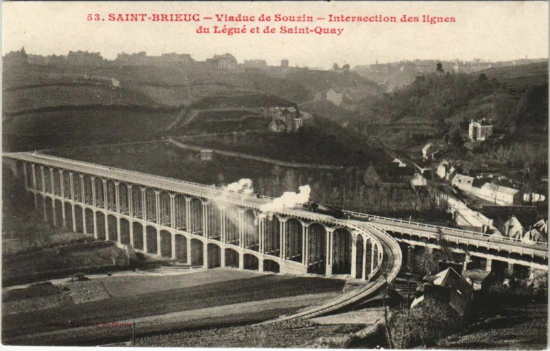 Carte postale ancienne Saint-Brieuc Viaduc de Souzin à Saint-Brieuc