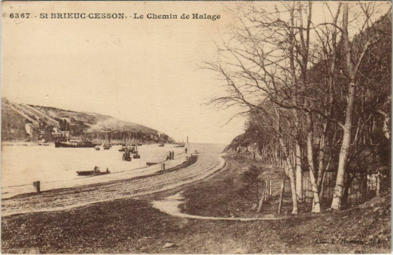Carte postale ancienne Saint-Brieuc Cesson - Le Chemin de Halage à Saint-Brieuc