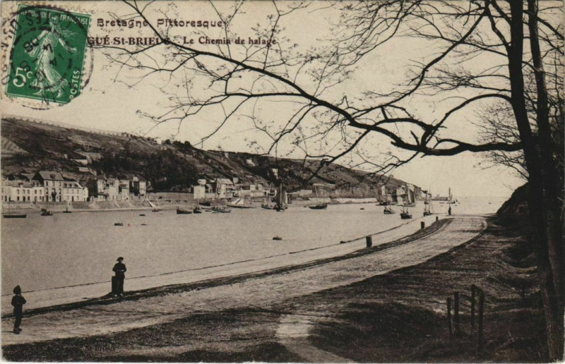 Carte postale ancienne Saint-Brieuc Le Legue - Le Chemin de Halage à Saint-Brieuc