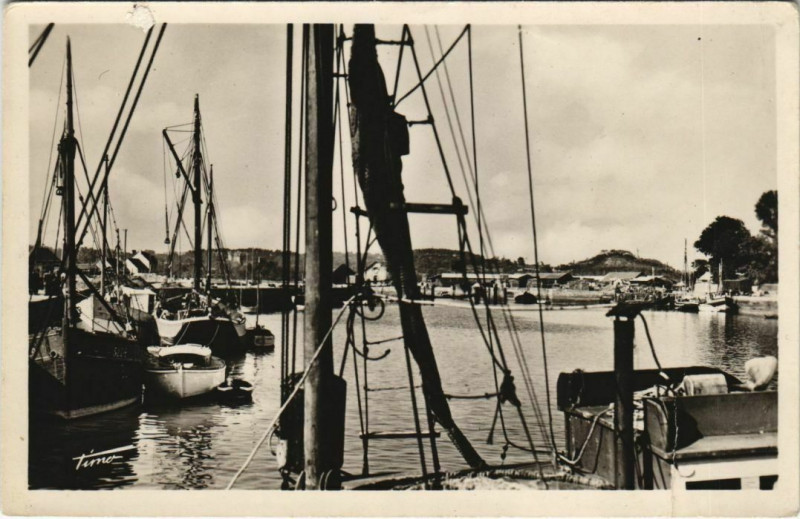 Carte postale ancienne Paimpol Le Port - Dans le Fond la Falaise et la Tour de Kerroch à Paimpol