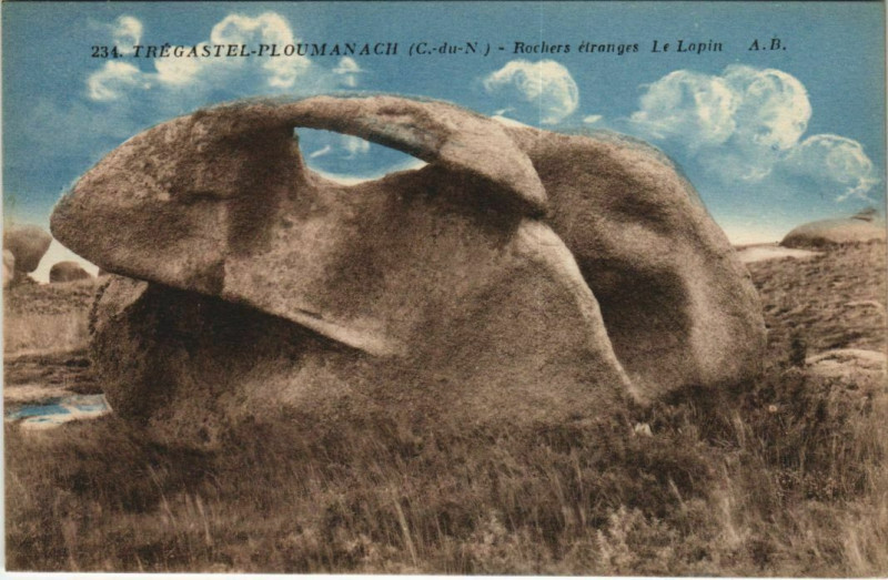 Carte postale ancienne Tregastel Ploumanach - Rochers Etranges Le Lapin