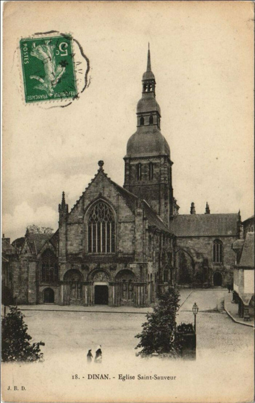 Carte postale ancienne Dinan Eglise Saint-Sauveur à Dinan