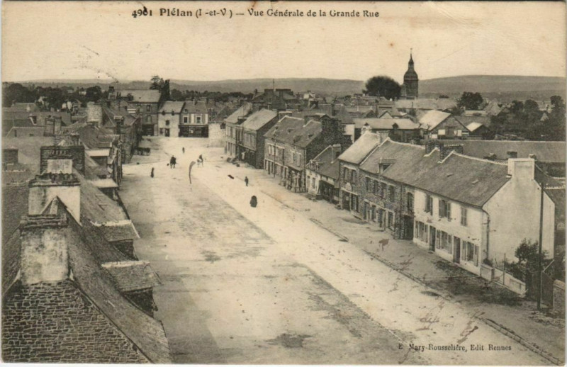 Carte postale ancienne Plelan Vue Generale de la Grande Rue France